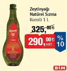 KOMİLİ ZEYTİNYAĞI NATÜREL SIZMA 1 L fiyat ve kampanya bilgisi